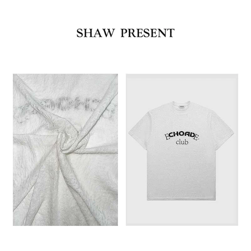 Amor泡发T* 薄款蕾丝提花轻盈透气小圆领宽松印花T恤LA-JZ1001