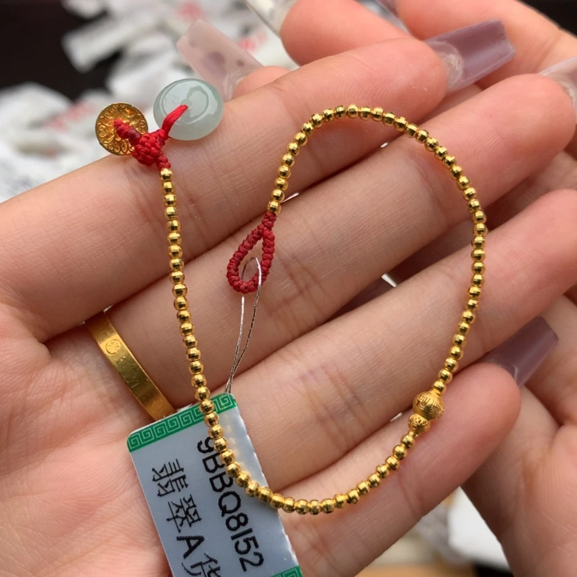 【闪购商品】翡翠手绳18K金镶嵌巧****田一
