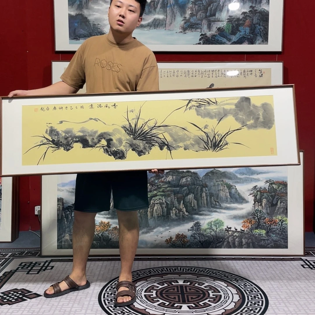 国画手绘作品带框