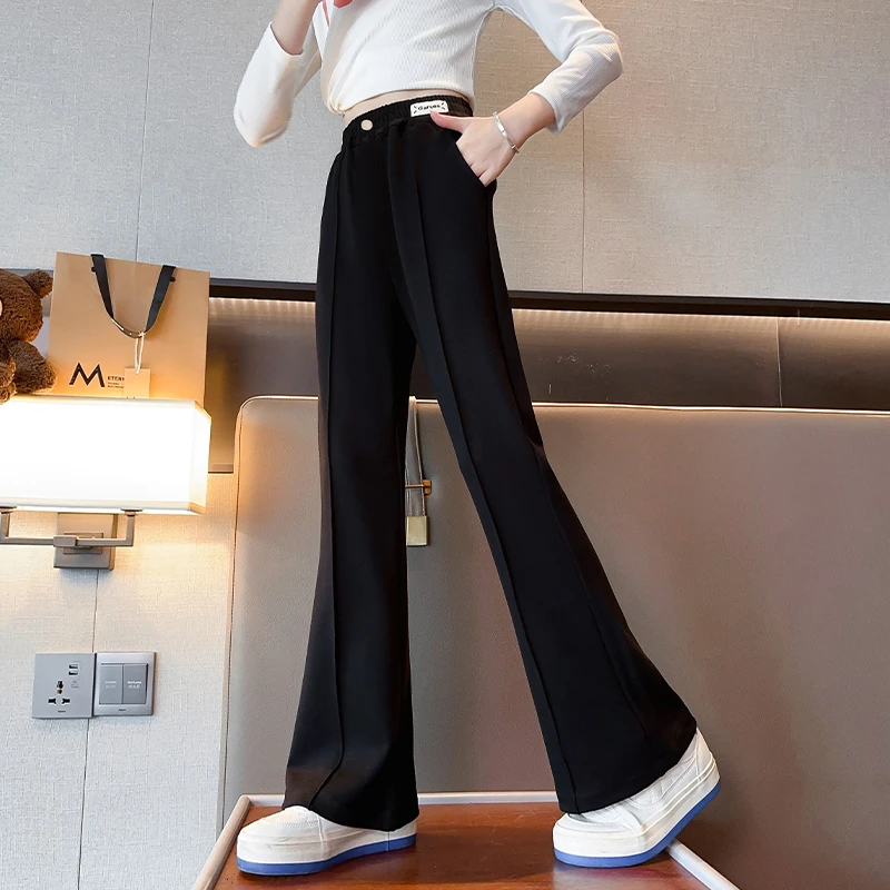 儿童秋装2025年新款大女童装黑色裤子宽松休闲裤春秋款直筒喇叭裤
