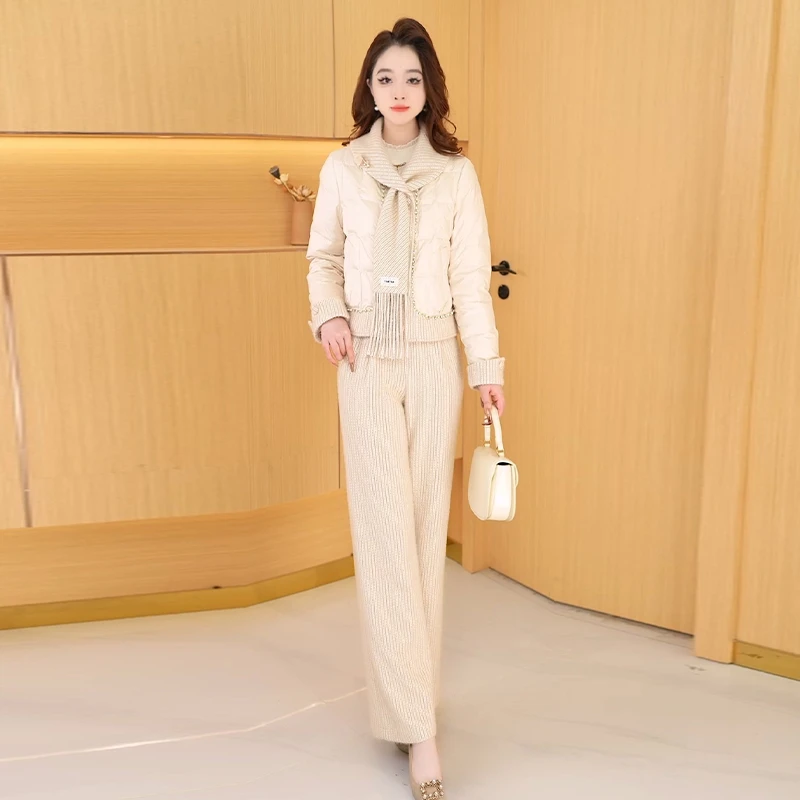 【羽绒服套裤】冬季白鸭绒羽绒服百搭新款时尚气质休闲保暖外套套裤