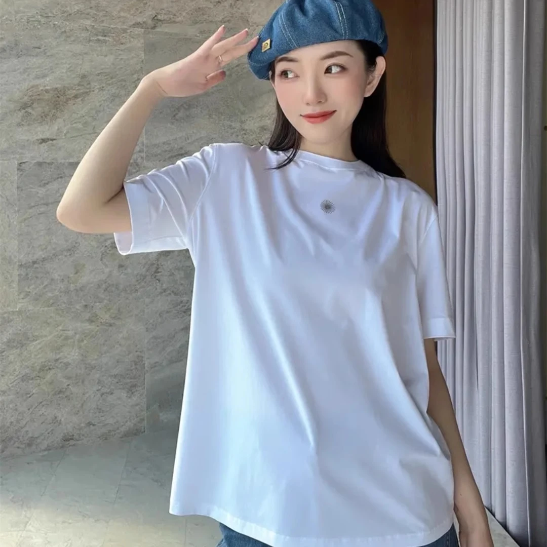 【商场同款】夏季百搭新款显瘦光芒印花宽松短袖T恤摩登猫1300901