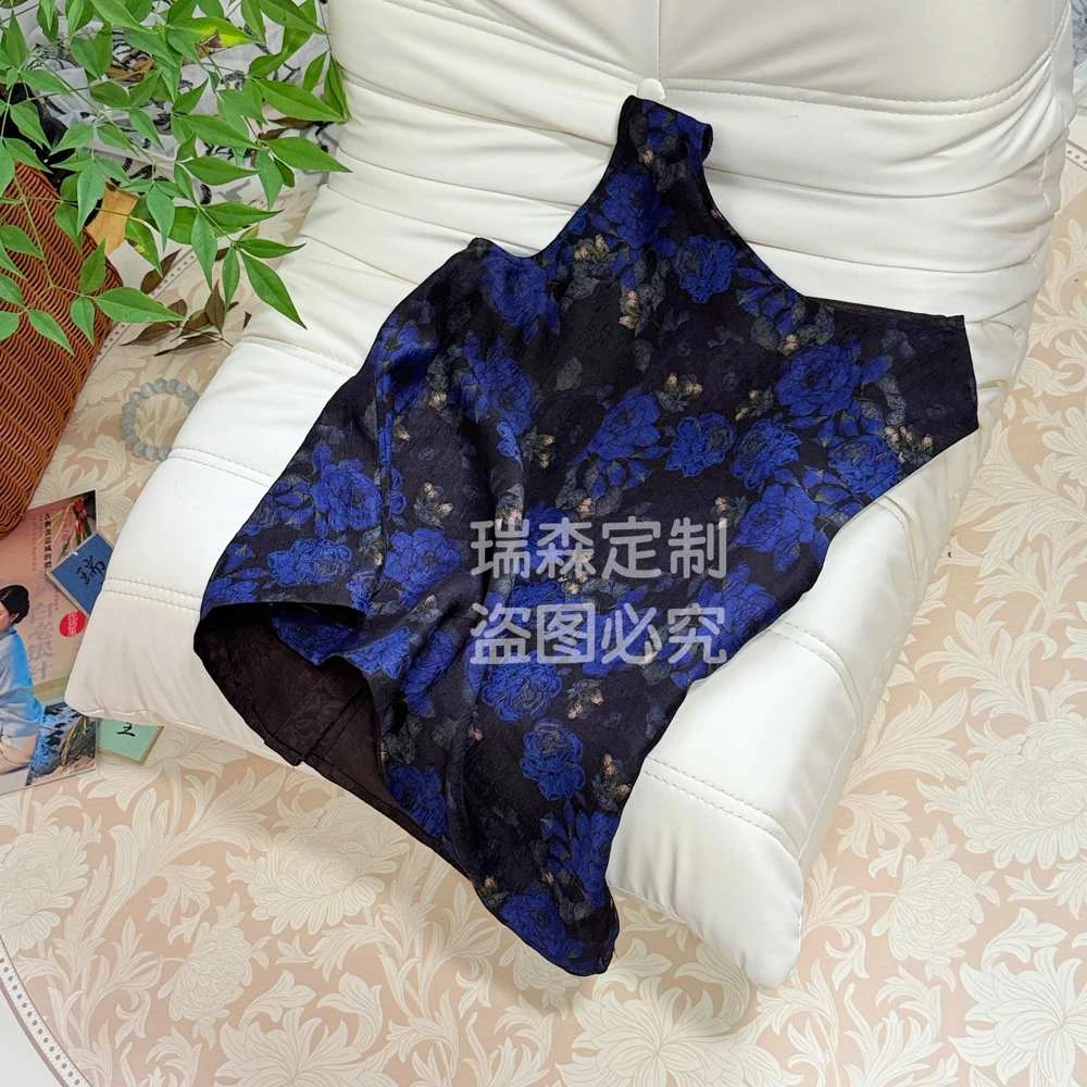 1041 蓝色妖姬 夏季无袖圆领马甲开衫背心T恤-胸围102-衣长56