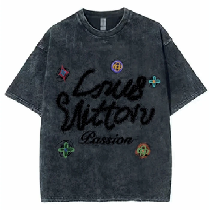 【SSTEE-老花涂鸦】兽兽学姐洗水做旧纯棉手绘280克重磅水洗黑T恤