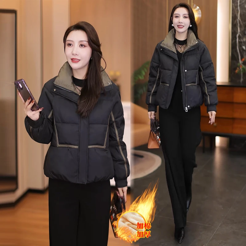 时尚棉衣外套女2025冬季新款气质减龄小个子宽松百搭立领棉服外套