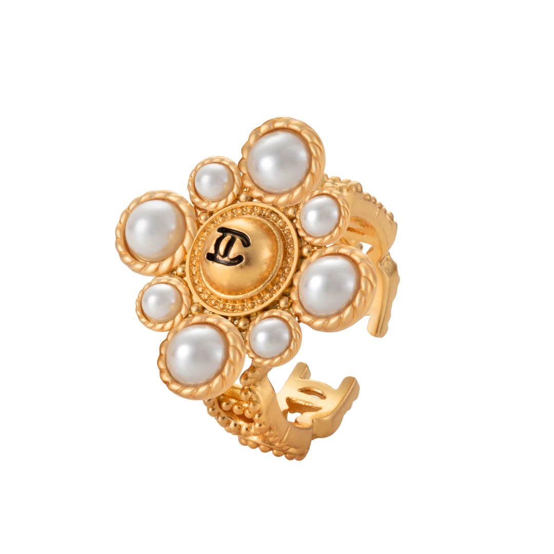 LAURENCE & CHICO 铜合金树脂戒指 松果系列珍珠戒指C4AE10842014