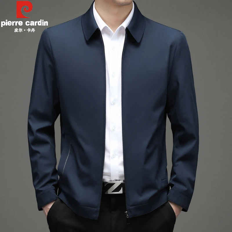 皮尔卡丹翻领行政商务男装高档夹克免烫抗皱休闲外套春秋爸爸装