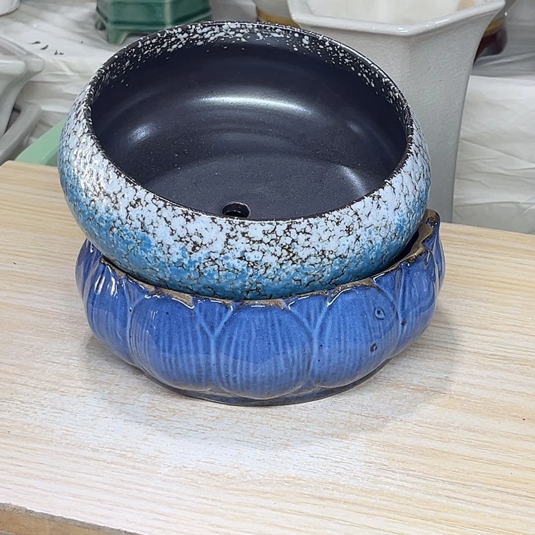 陶瓷绿植多肉微瑕花盆口径15*7打孔