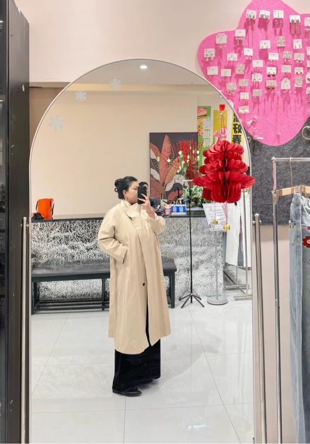 【现货】超大牌大码女装中长款风衣宽松外套