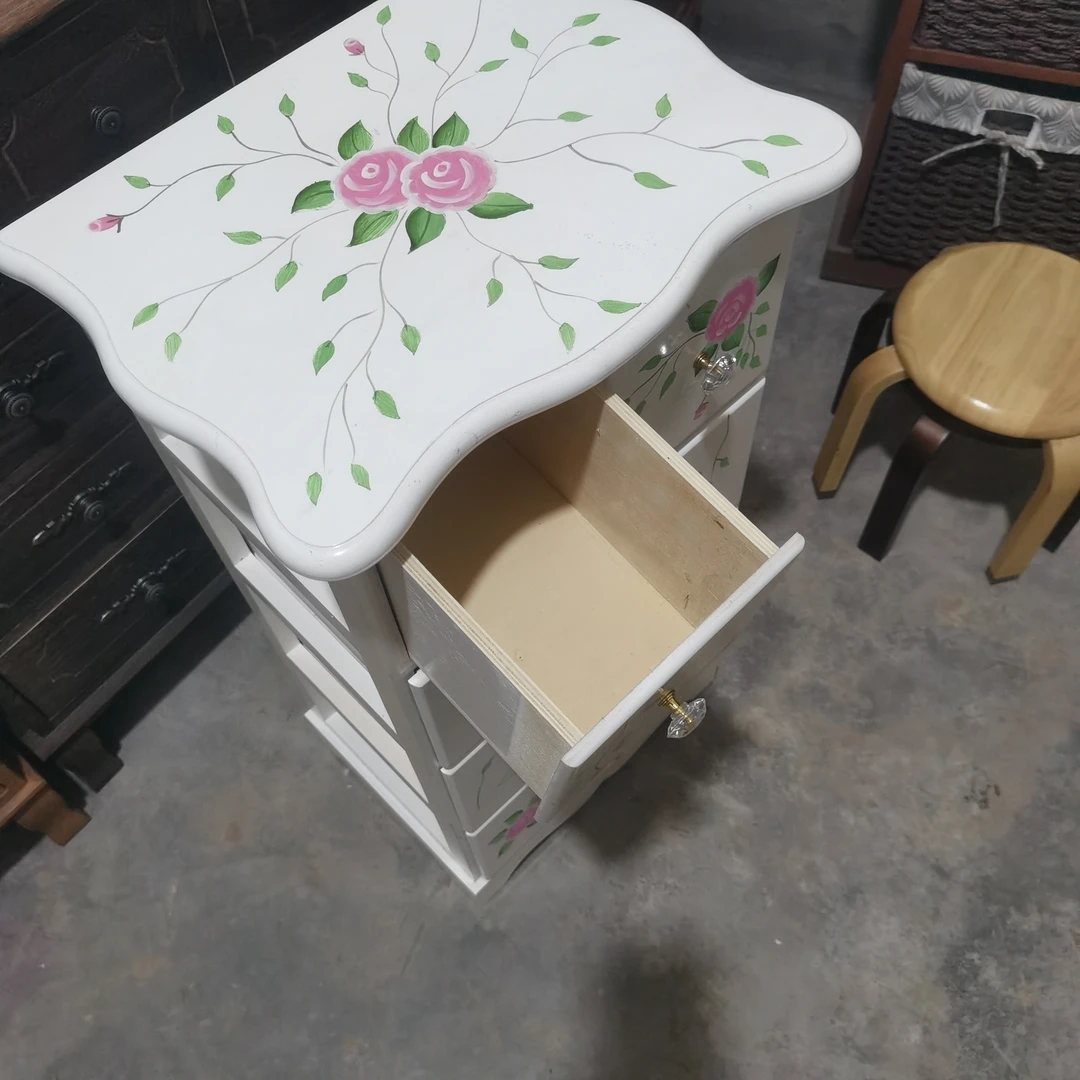 法式客厅简约风边柜粉嫩少女心收纳柜抽屉柜卧室