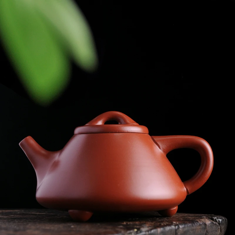 紫砂朱泥大红袍子冶凤鸣石瓢壶半手工壶功夫茶具围炉煮茶器具梨形