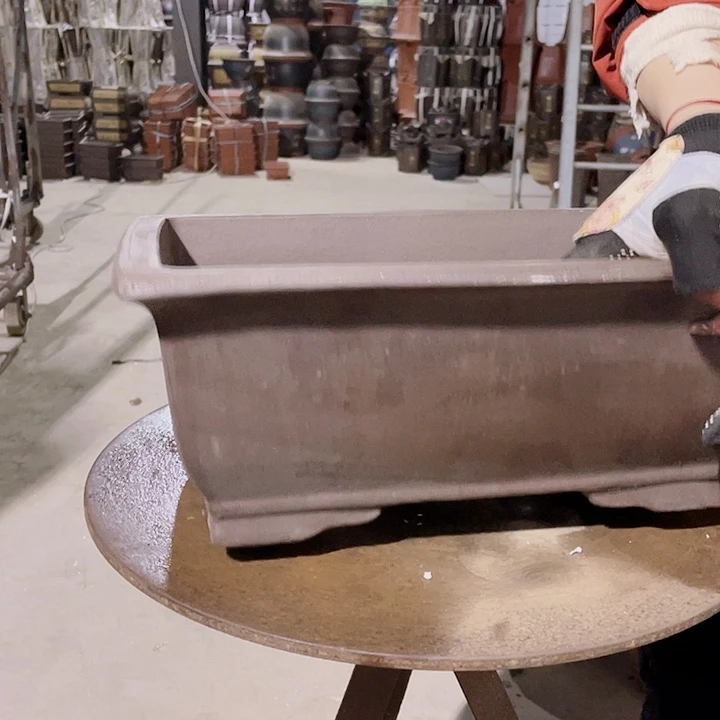 紫砂马槽40素面花盆