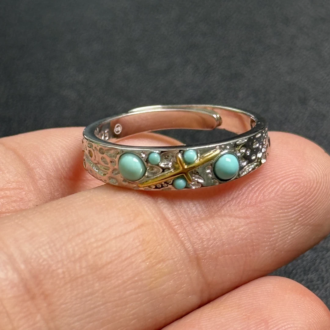 新款时尚瓷釉精品戒指中性款男女均可戴925银活口可调节地大证书