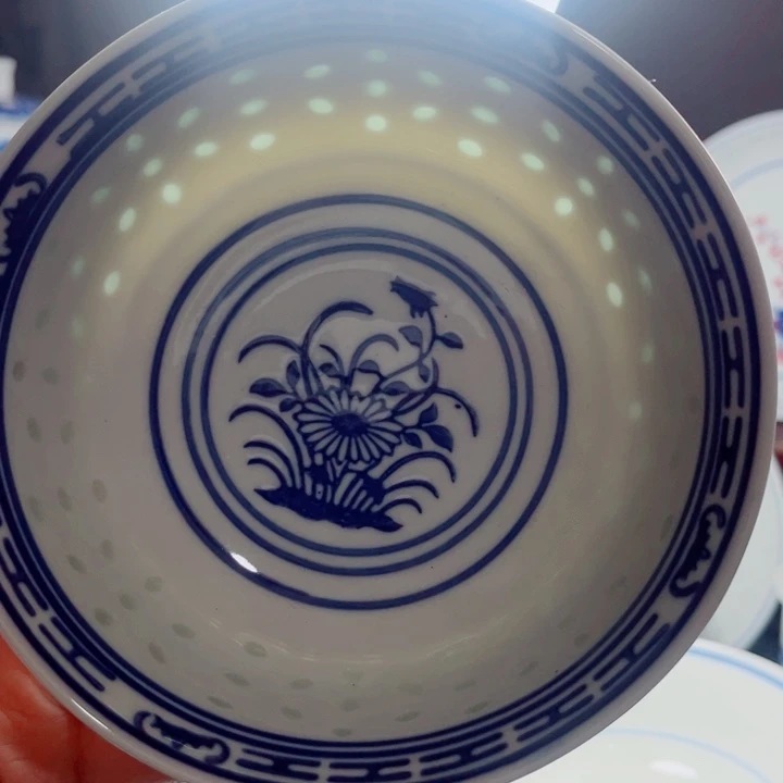 青花玲珑5.5寸饭碗兰花