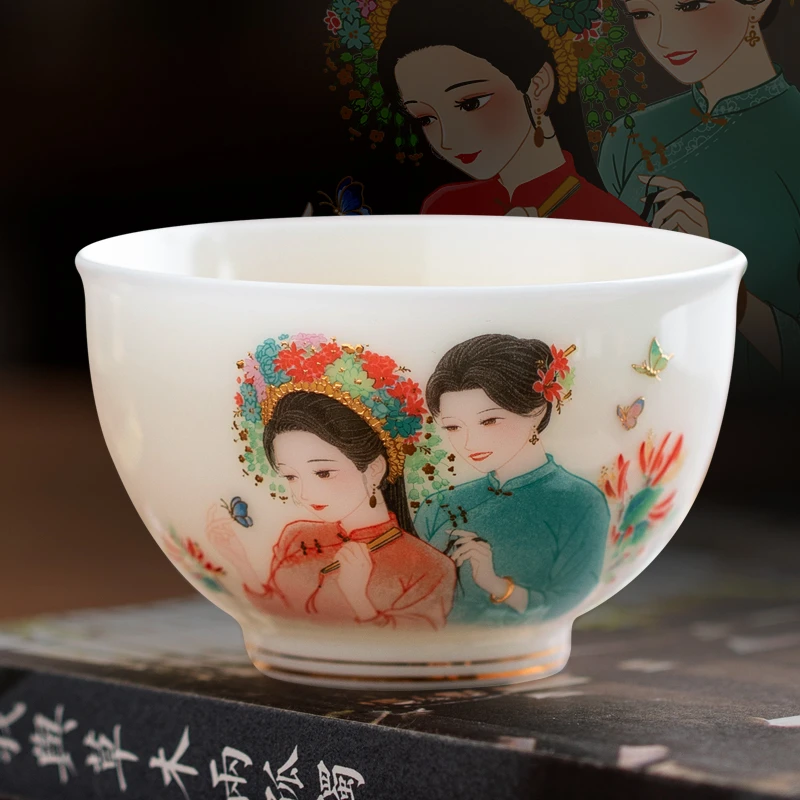 徐建勇原创 簪花圆融杯 茶杯 主人杯 个人杯 白瓷杯