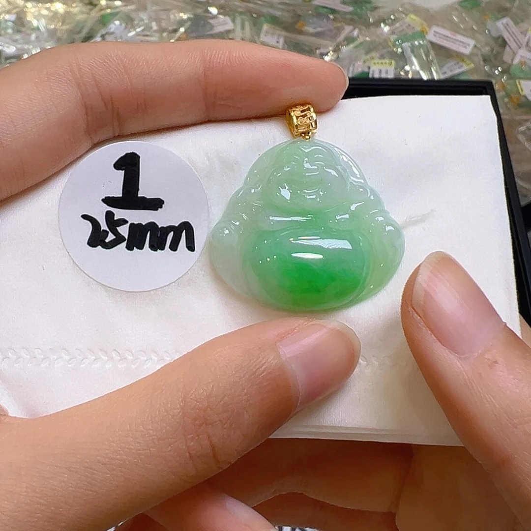 翡翠18K金镶嵌吊坠(不含链)翡翠