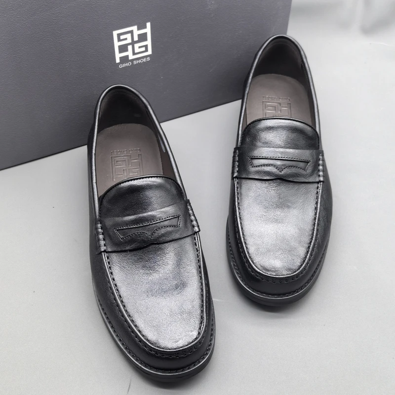 袋鼠皮固特异全皮底圆头乐福商务皮鞋（110181）