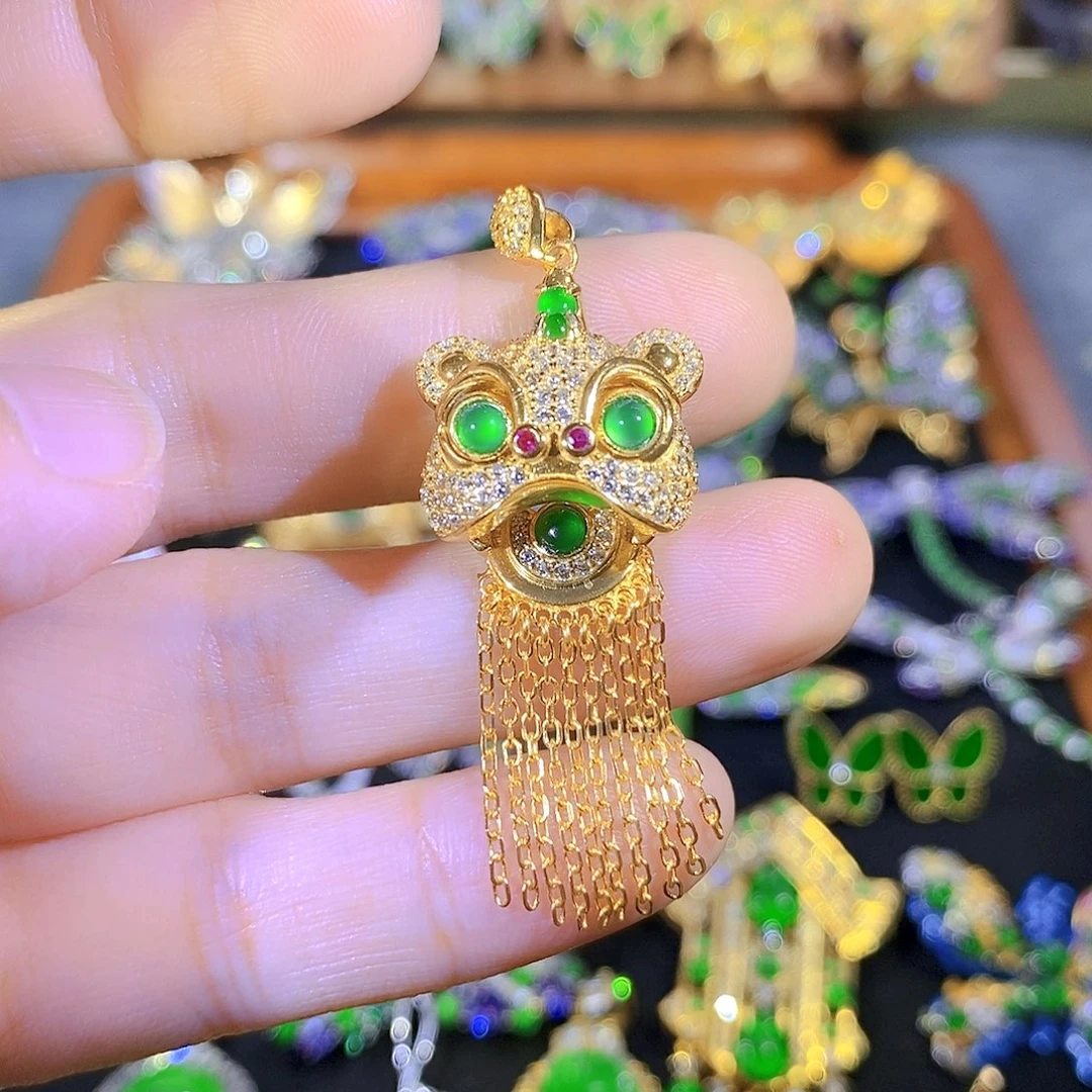 吊坠(不含链)银S925镶嵌翡翠