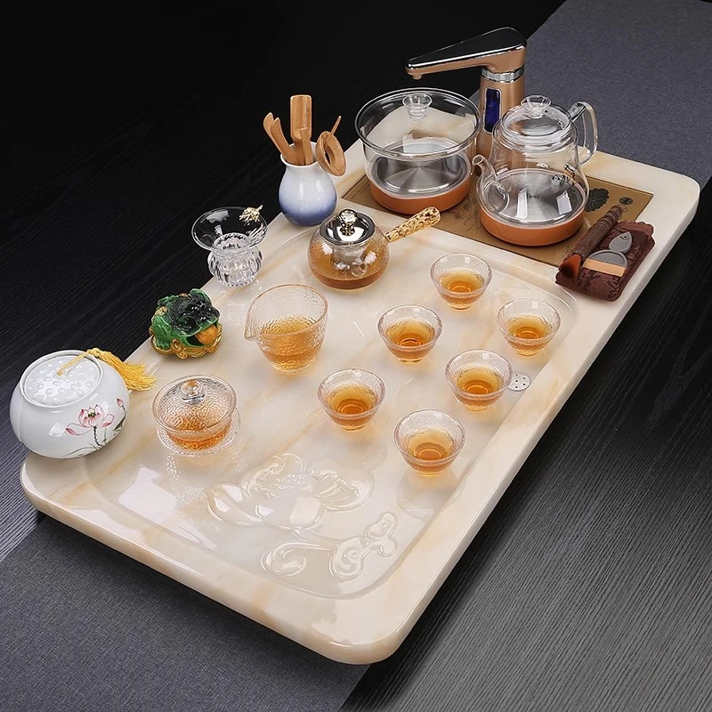 八闽德凯玉石茶盘家用客厅办公室现代简约轻奢高档茶台茶道茶托盘