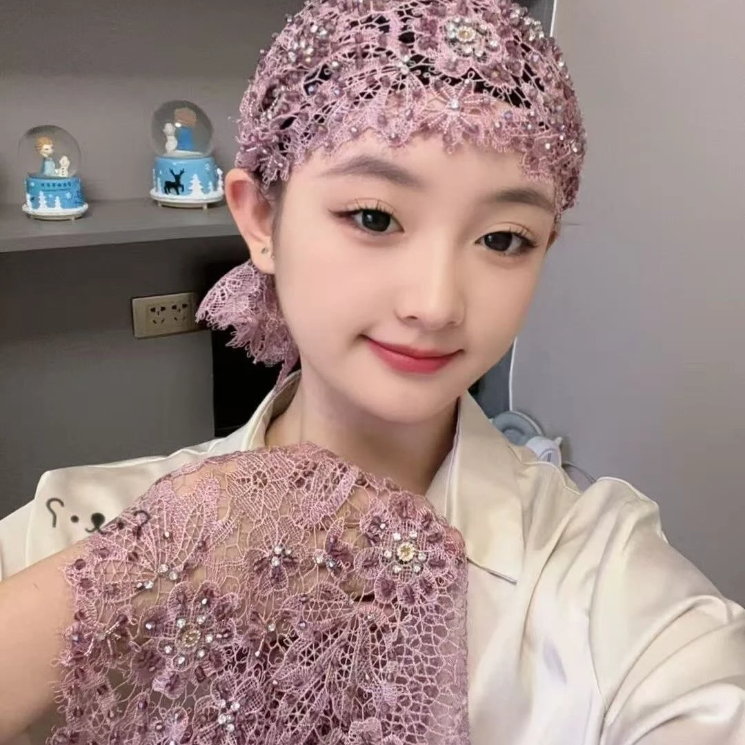 头巾帽锥形水钻圆顶法式无檐帽子镶钻纯手工地雷系