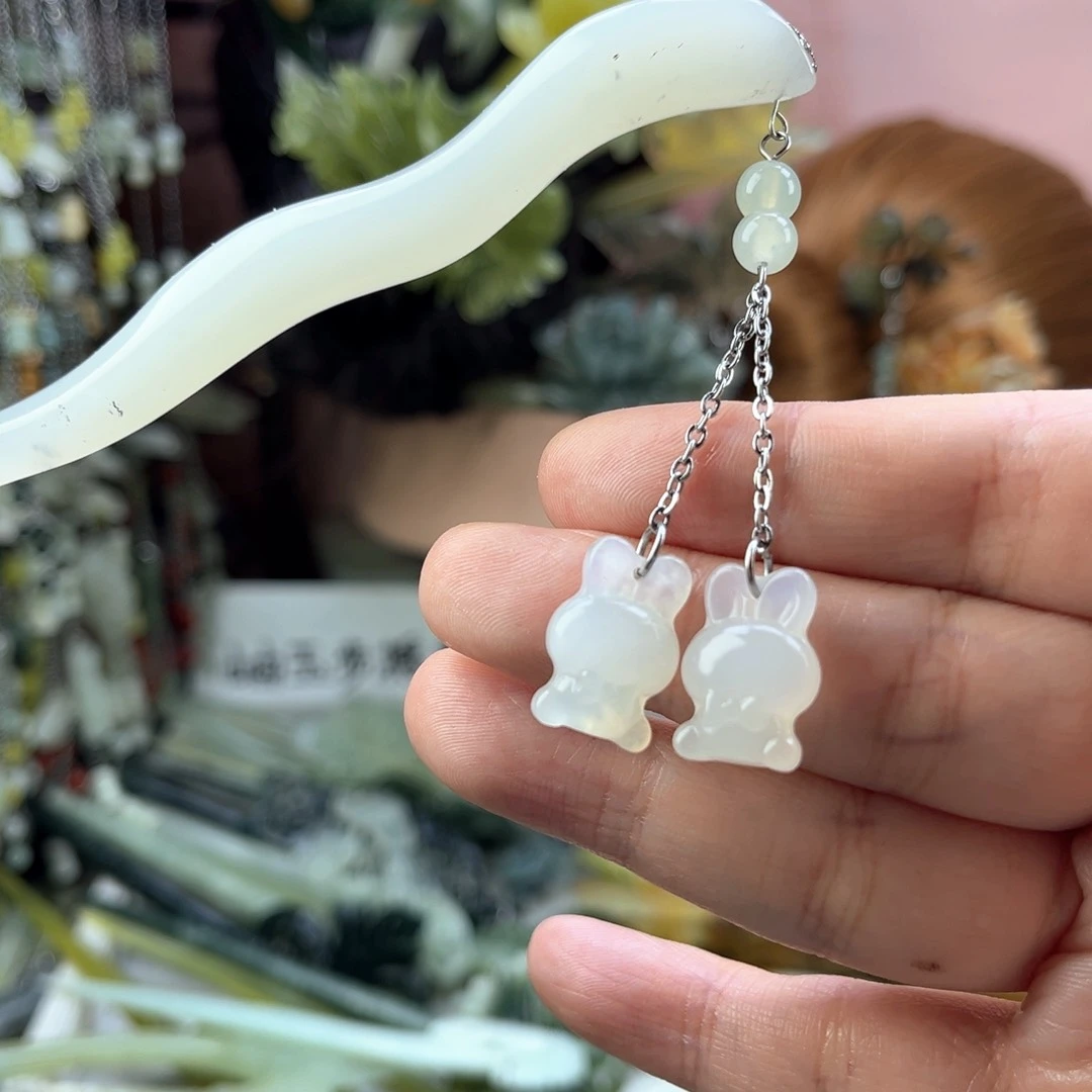 蛇纹石玉发饰未镶嵌默认微瑕岫玉发簪