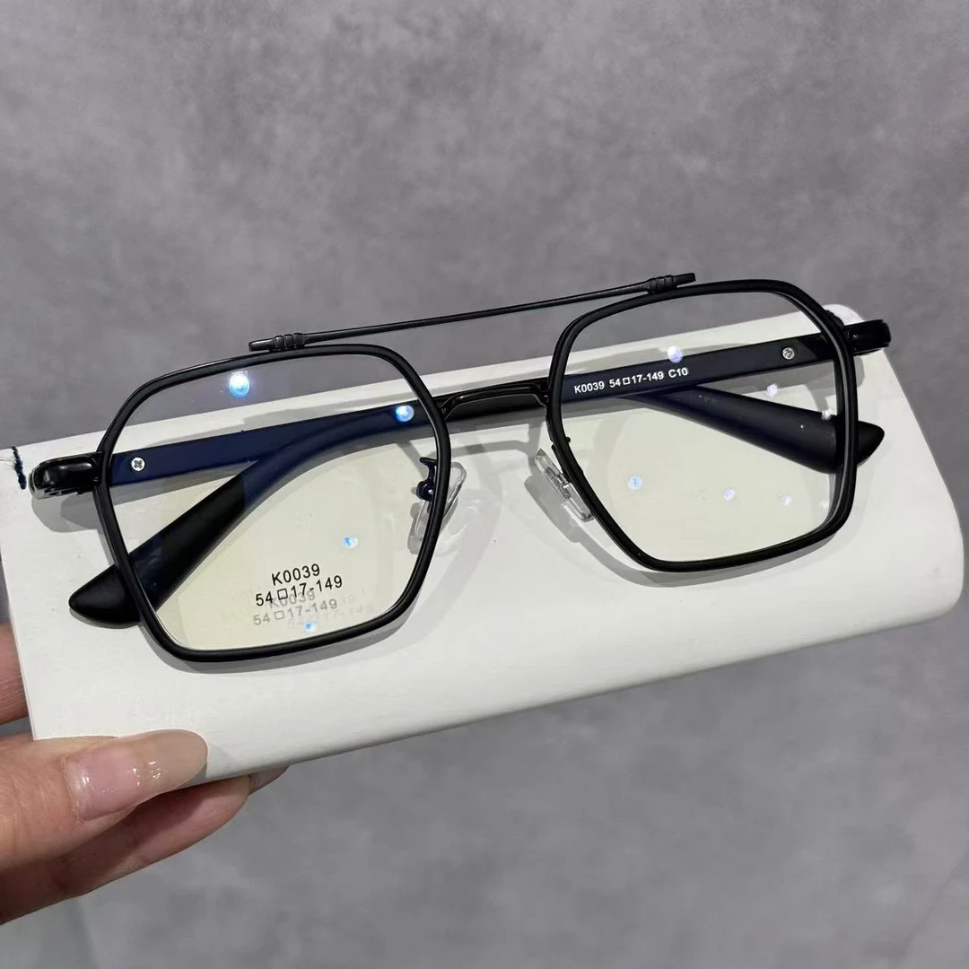 炜视明复古双梁时尚个性全框男生防蓝光变色可配近视眼镜K0039
