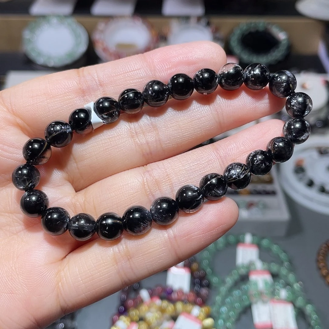 未镶嵌水晶手串黑银钛手串