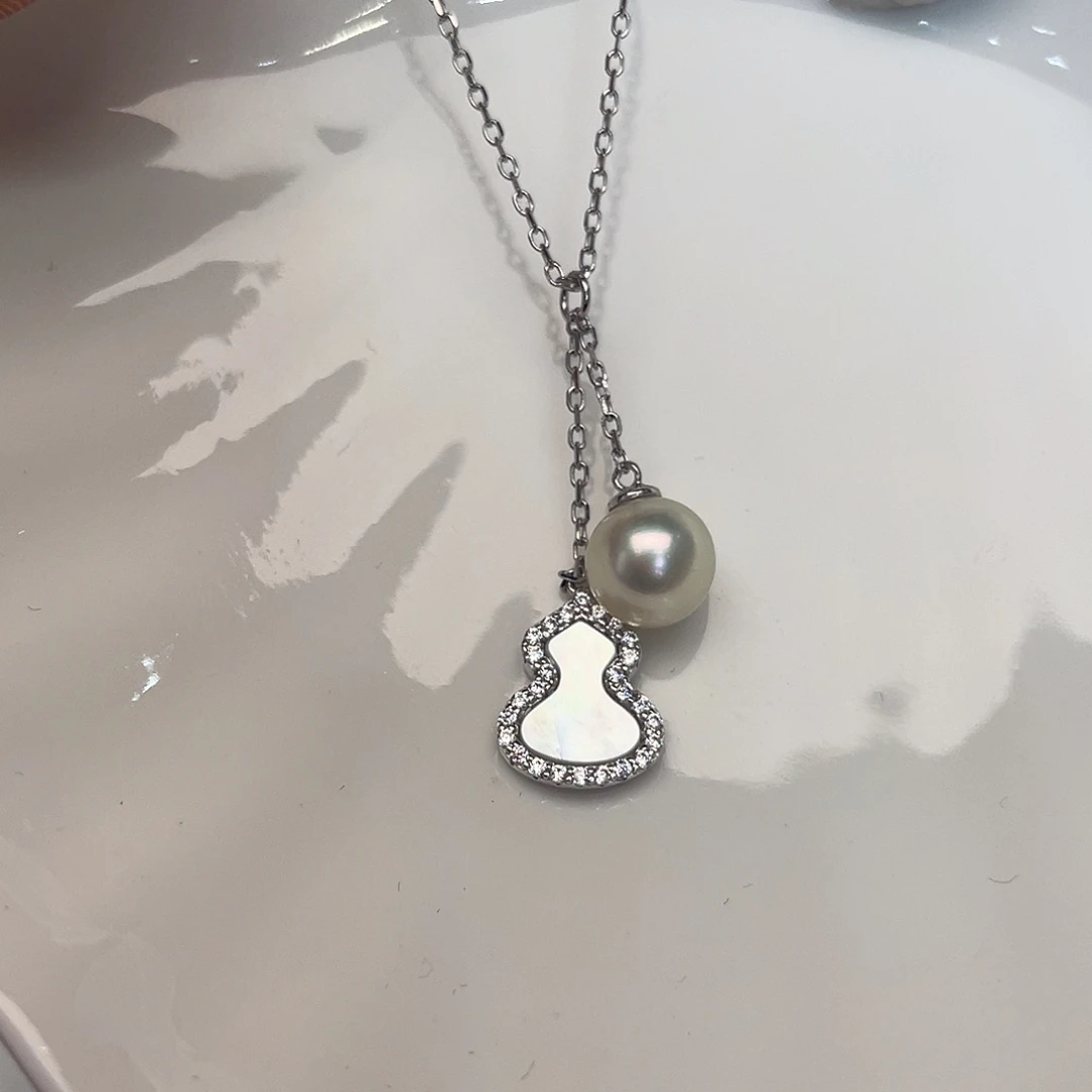 海水珍珠银S925镶嵌颈饰
