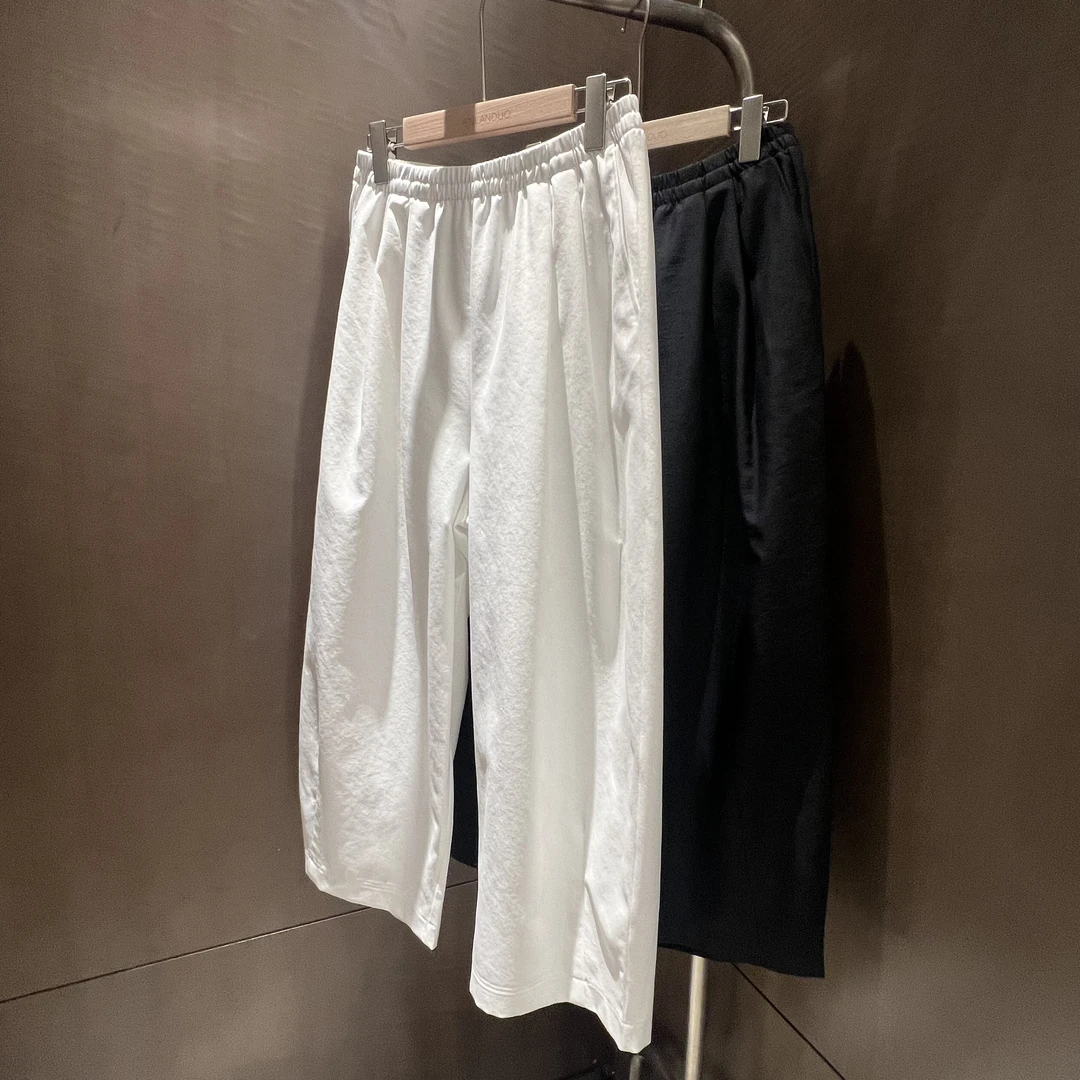 lulu-2025新款设计感花苞显瘦阔腿裤九分裤