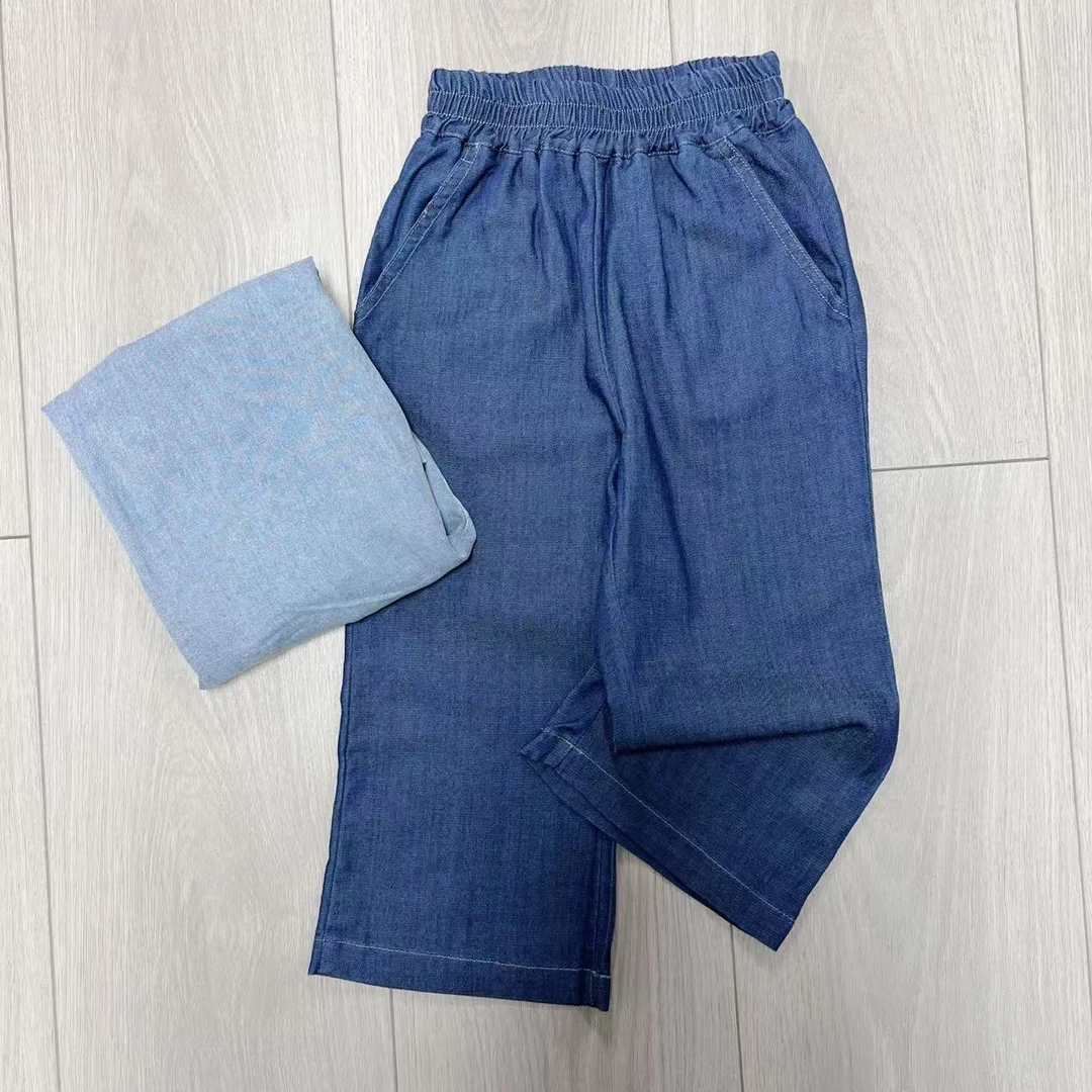 儿童天丝牛仔裤中大童夏季薄款直筒休闲裤外出裤子 160405