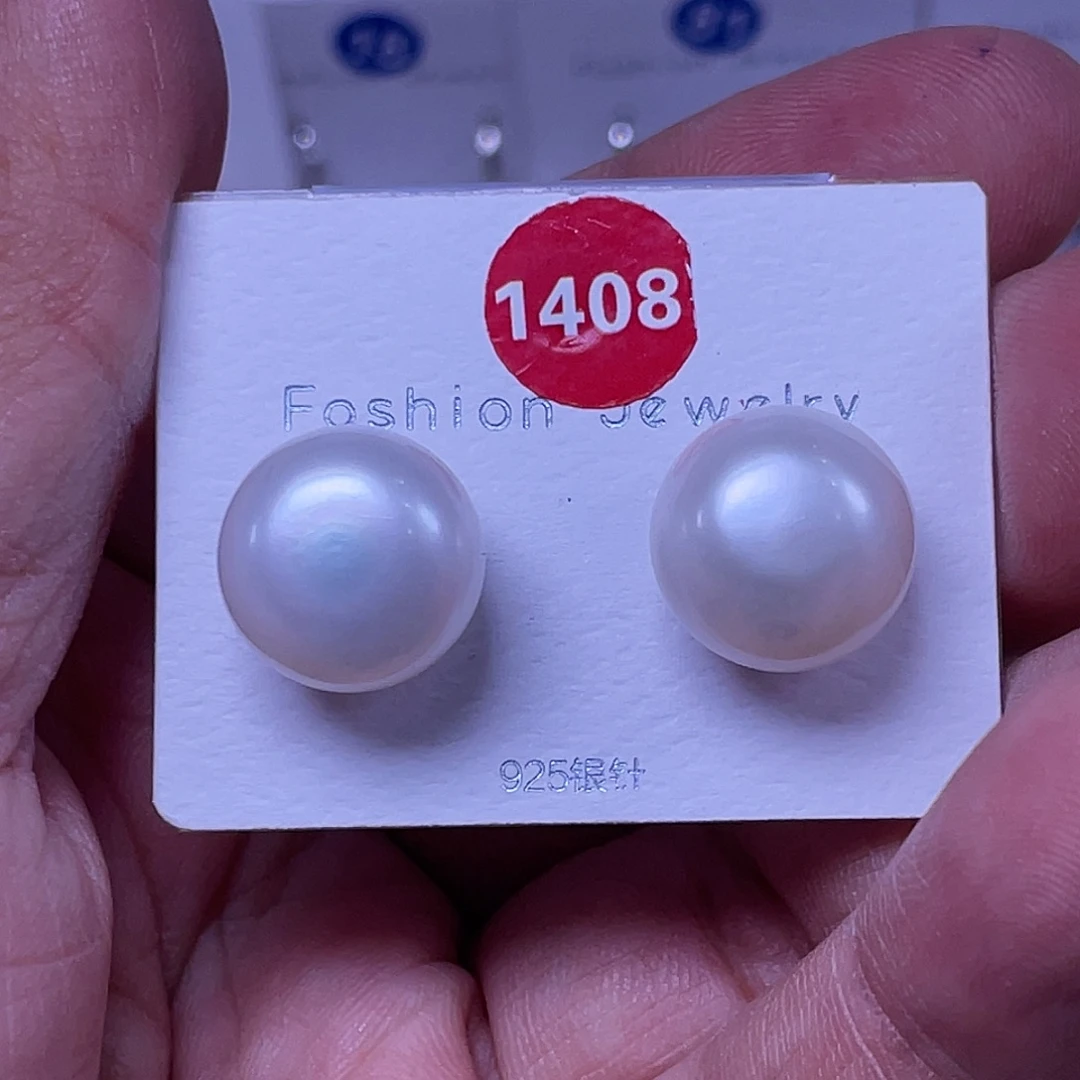 开***乐耳饰银S925镶嵌淡水珍珠