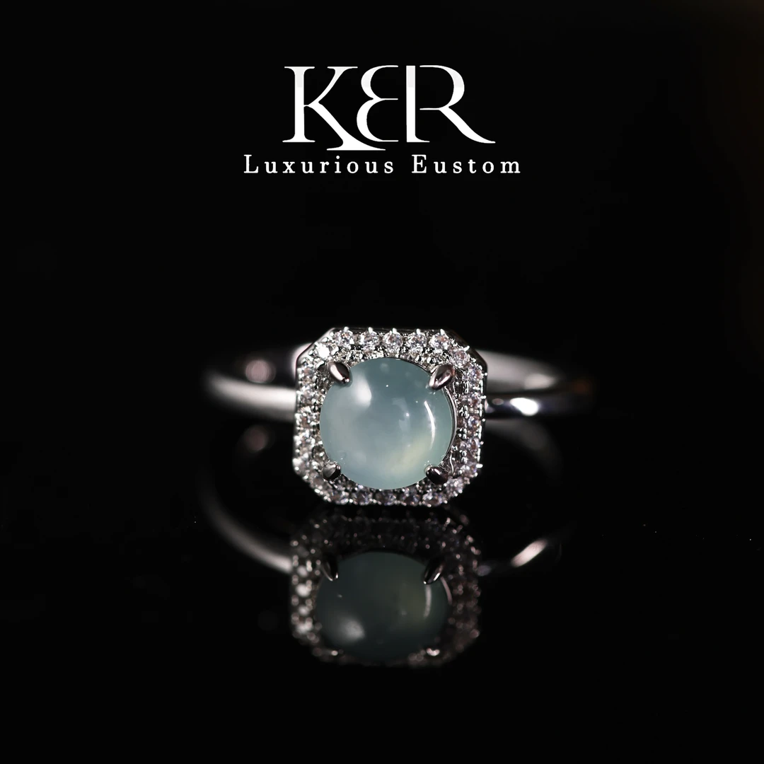 高定设计款天然A货翡翠高冰钢弹戒指KBR0326002