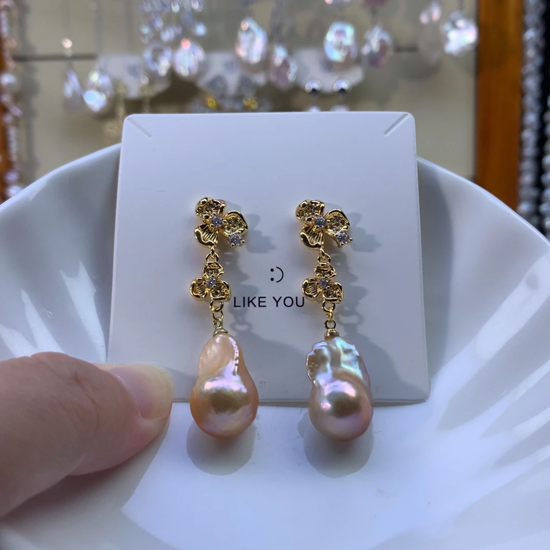 清***文合金耳饰淡水珍珠特价2783