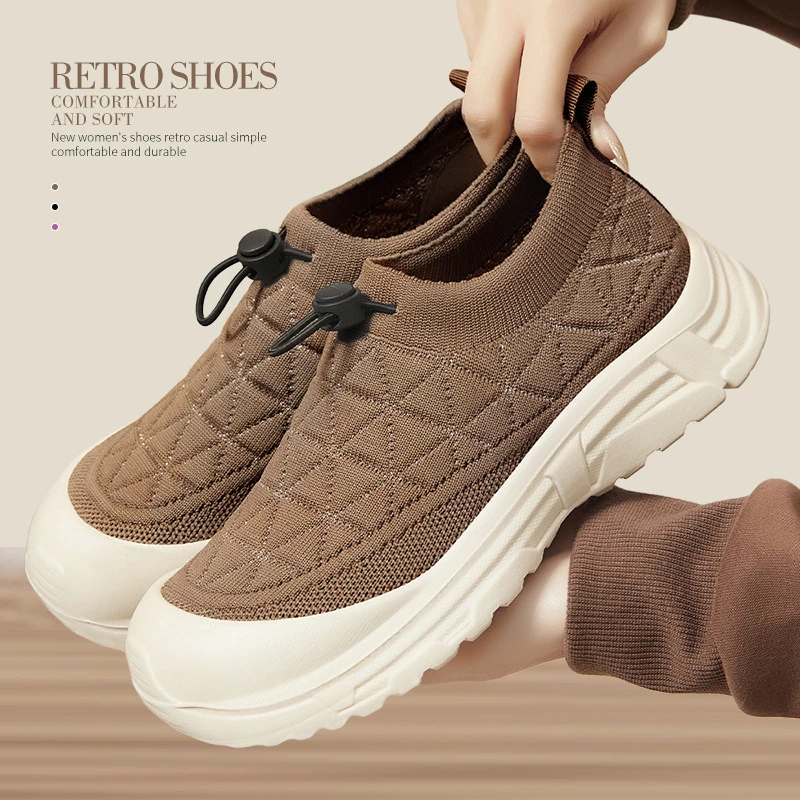 春季时尚中厚底适用女性套脚式单鞋柔软保暖不磨脚软底时髦便捷软