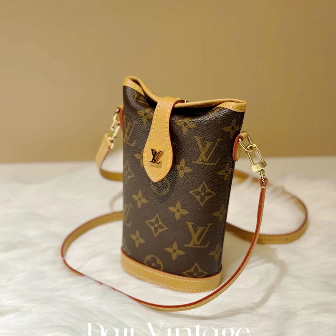 大吉中古/LV老花金扣小薯条斜挎包