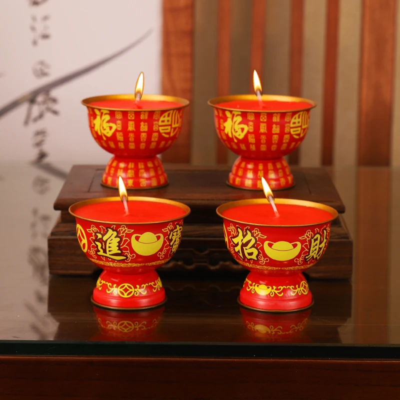 吸福碗百福碗蜡烛无烟家用室内长明灯玻璃防风无烟无味蜡烛