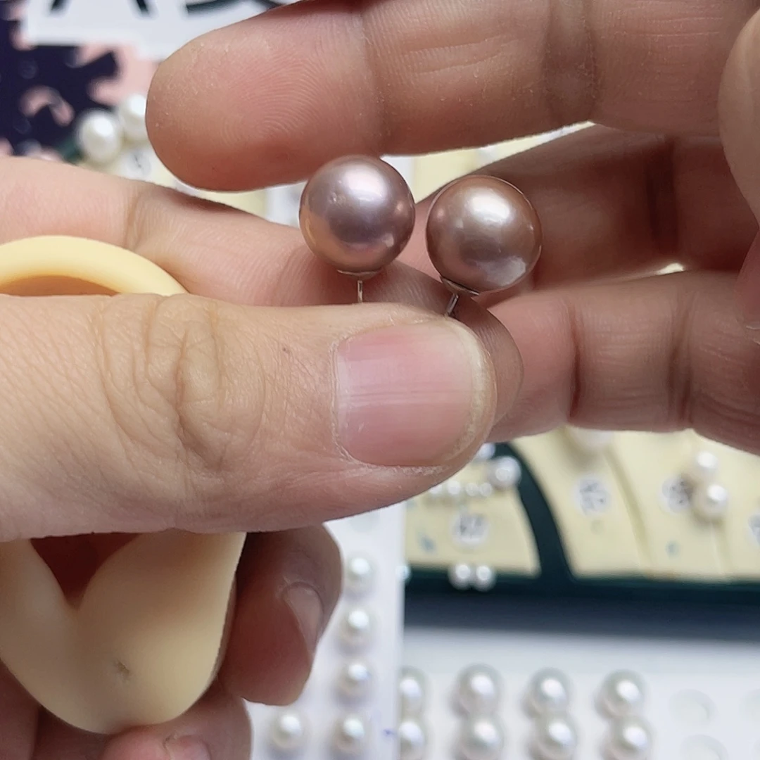 不***丁淡水珍珠银S925镶嵌耳饰