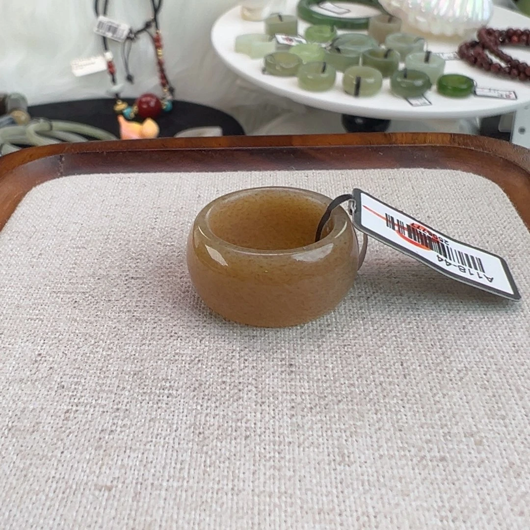 和田玉未镶嵌戒指w72糖色墩墩16.6不退换