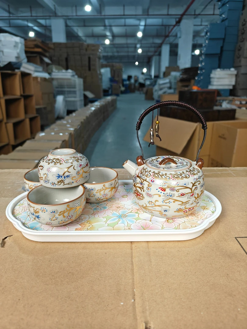 【闪购商品】掐丝满花家用泡茶壶一壶四杯带茶盘