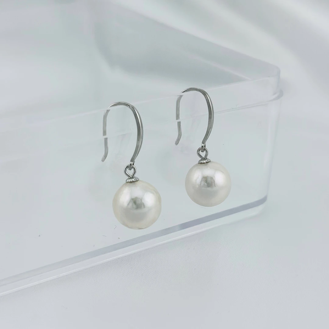 S925银 淡水珍珠耳环 10-11mm【934】