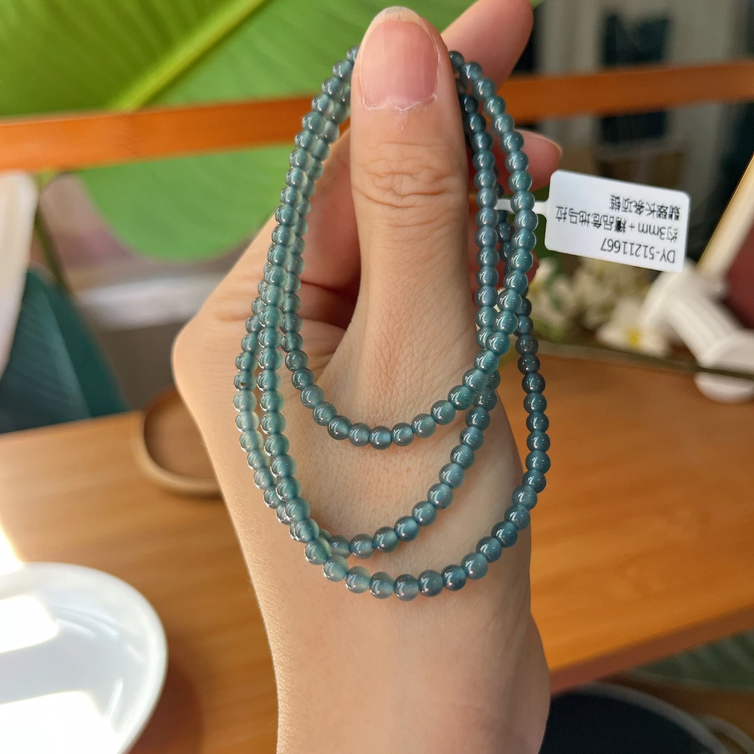 【郭老师】约3mm＋精品危料翡翠长条圆珠项链