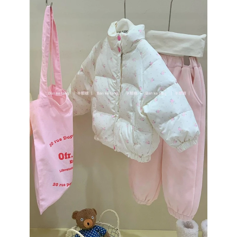 【清仓 no退no还】女童碎花羽绒服90白鸭绒羽绒 4469