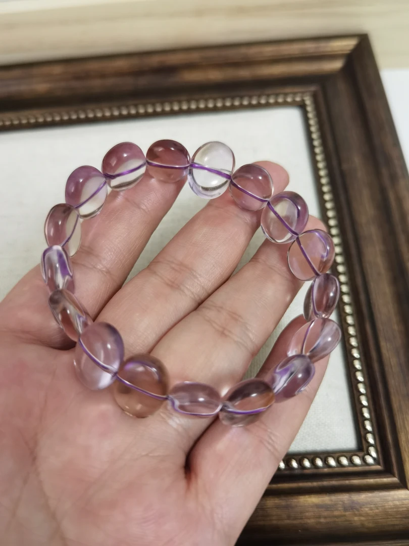 天然全净体紫水晶随形水晶手串宽 15mm