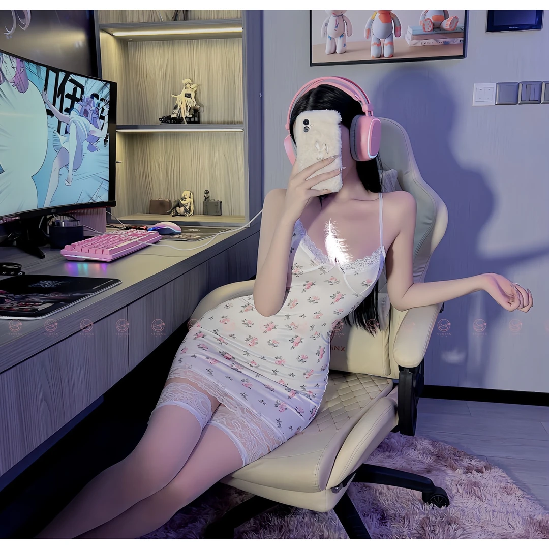 性感纯欲印花蕾丝吊带包臀女连衣裙显瘦睡衣高腰辣妹薄款修身睡裙