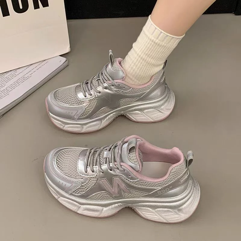 【卷姐】888-66-复古老爹鞋女夏新款高级感透气网面百搭休闲运动鞋