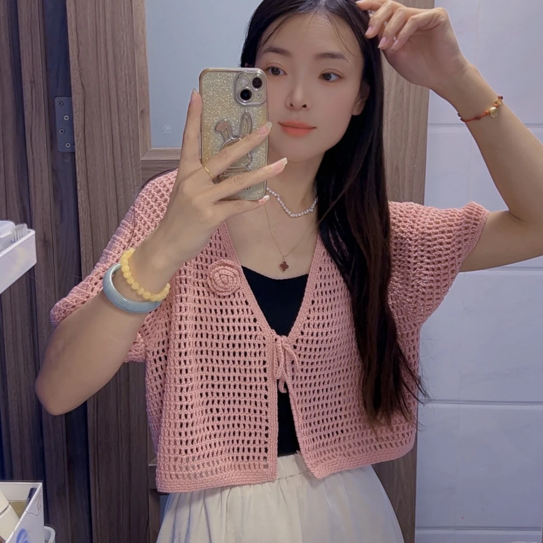 夏季冰凉线开衫棉竹线8股3.0钩针(非成品手工料包含教程)芳芳设计