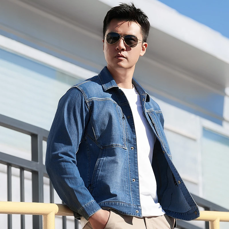 【龙牙】隐之飞骑牛仔翻领夹克春秋潮流休闲工装男百搭时尚潮流外套