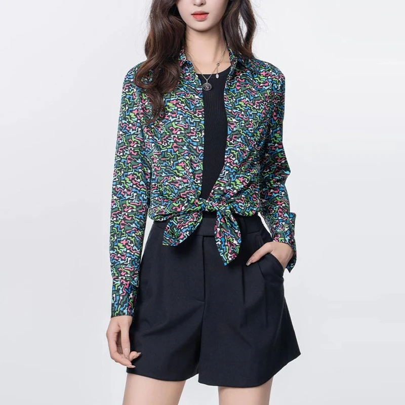 【商场同款】春秋新款百搭复古碎花长袖休闲衬衫5300988