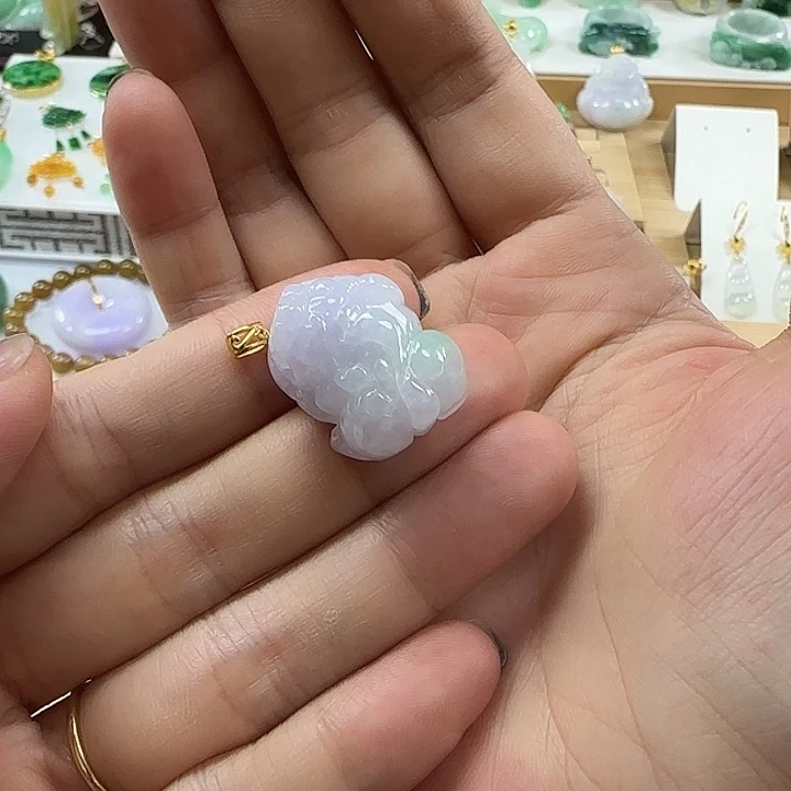 翡翠未镶嵌颈饰春彩貔貅