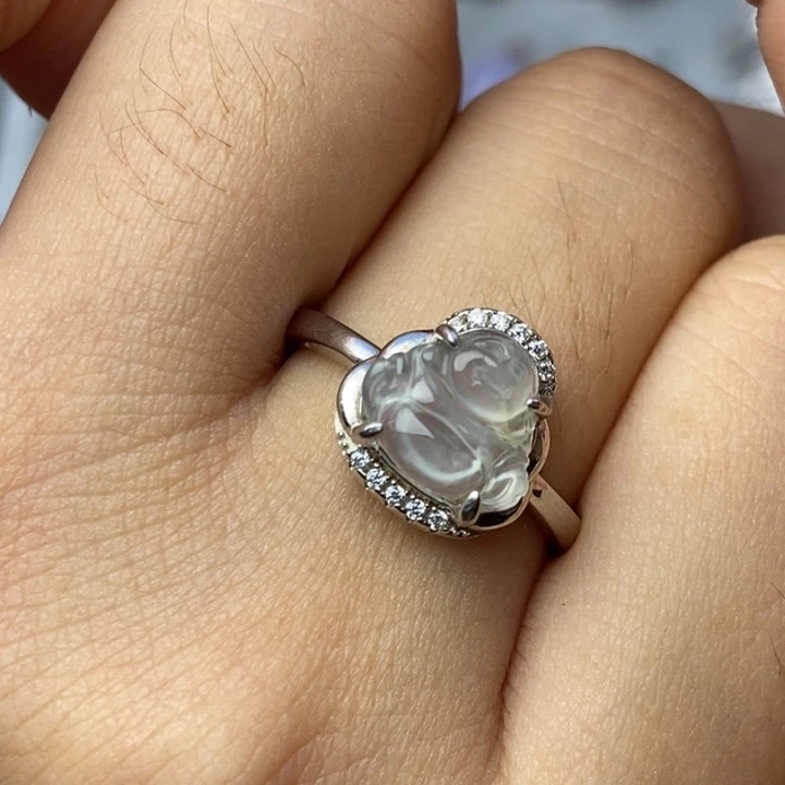 翡翠戒指银S925镶嵌戒指